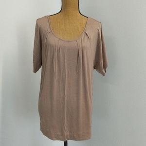 Tan cold shoulder top